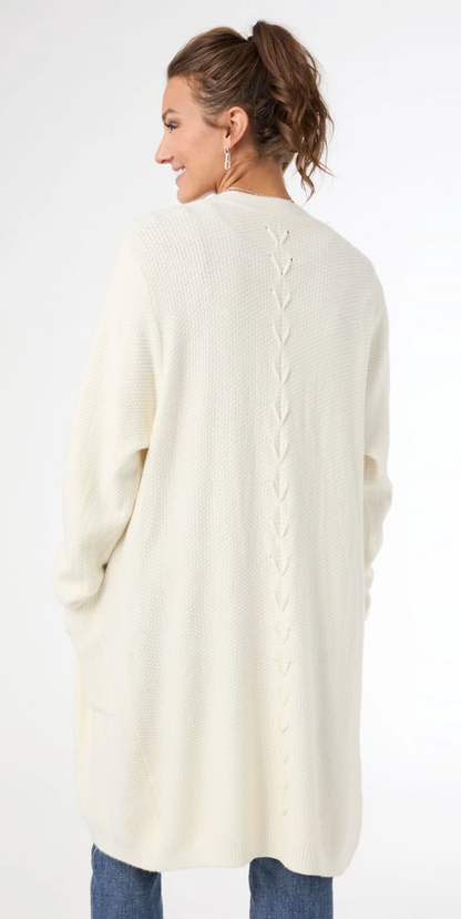 Winter White Ciana Lattice Back Cardigan