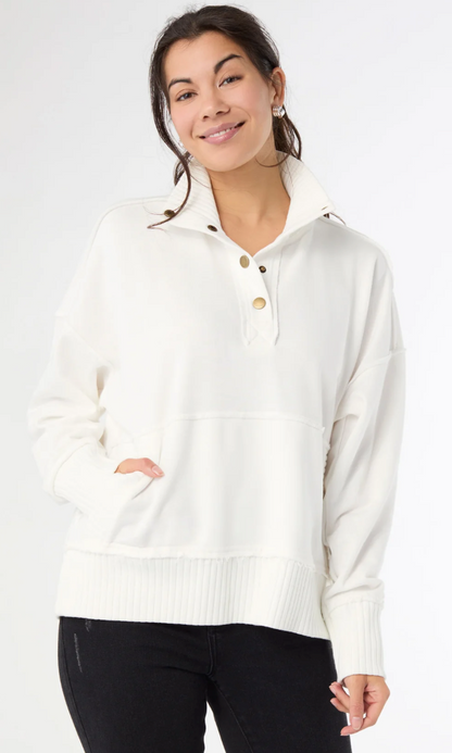 White Jayleen LS Pouch Pocket Sweatshirt