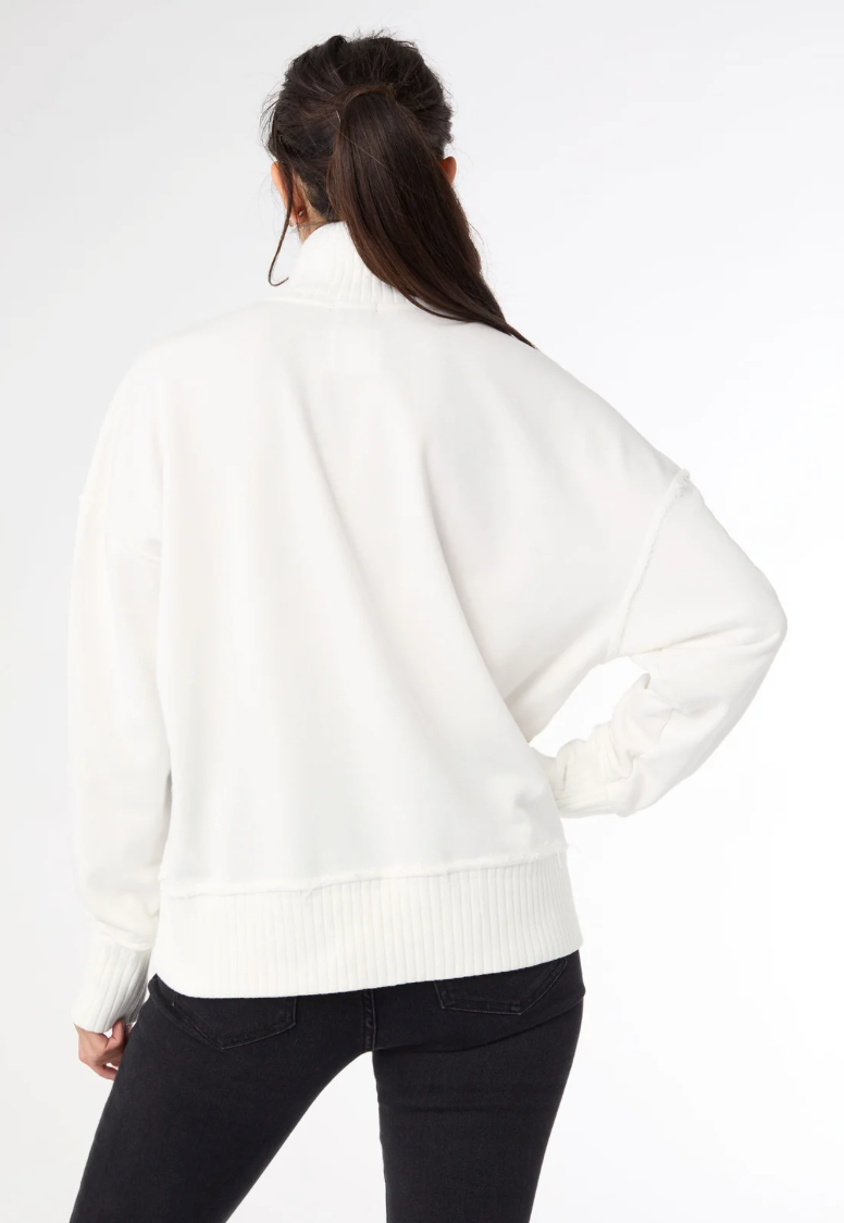 White Jayleen LS Pouch Pocket Sweatshirt