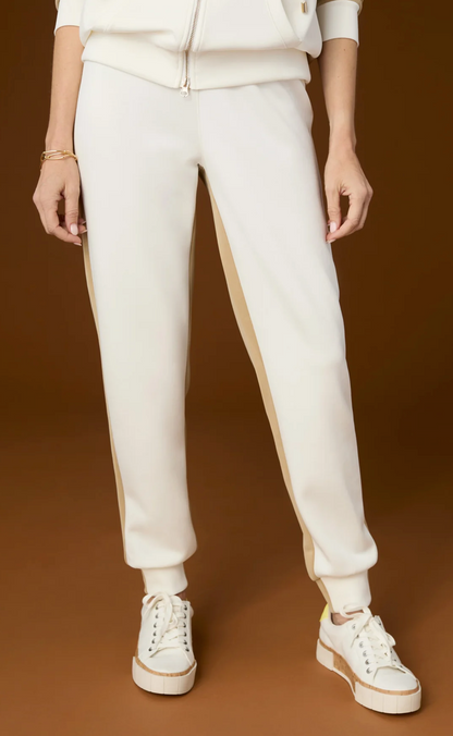 Hilarie Two-Tone Jogger Pants (camel/ivory)