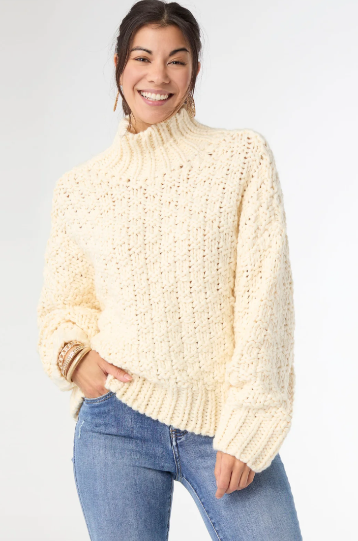 Kelok Ivory Chunky Loose Knit Sweater