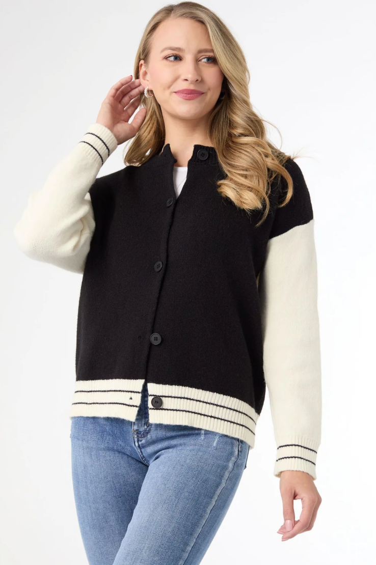 Black Landry Button Front Cardigan
