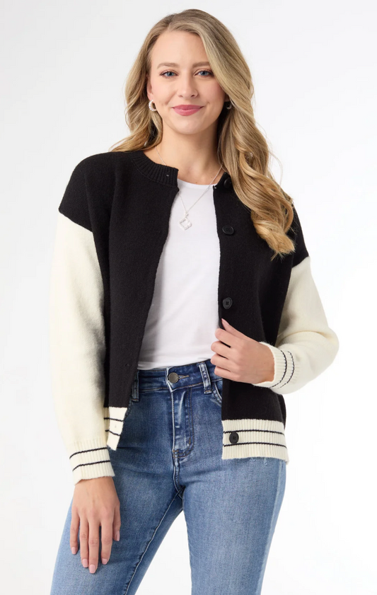 Black Landry Button Front Cardigan