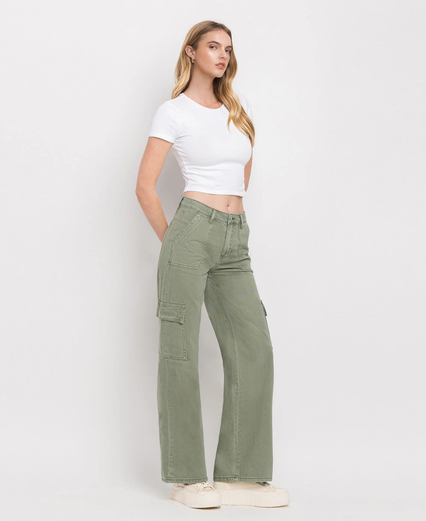 Olive Utility Cargo Wide Leg (Vervet)