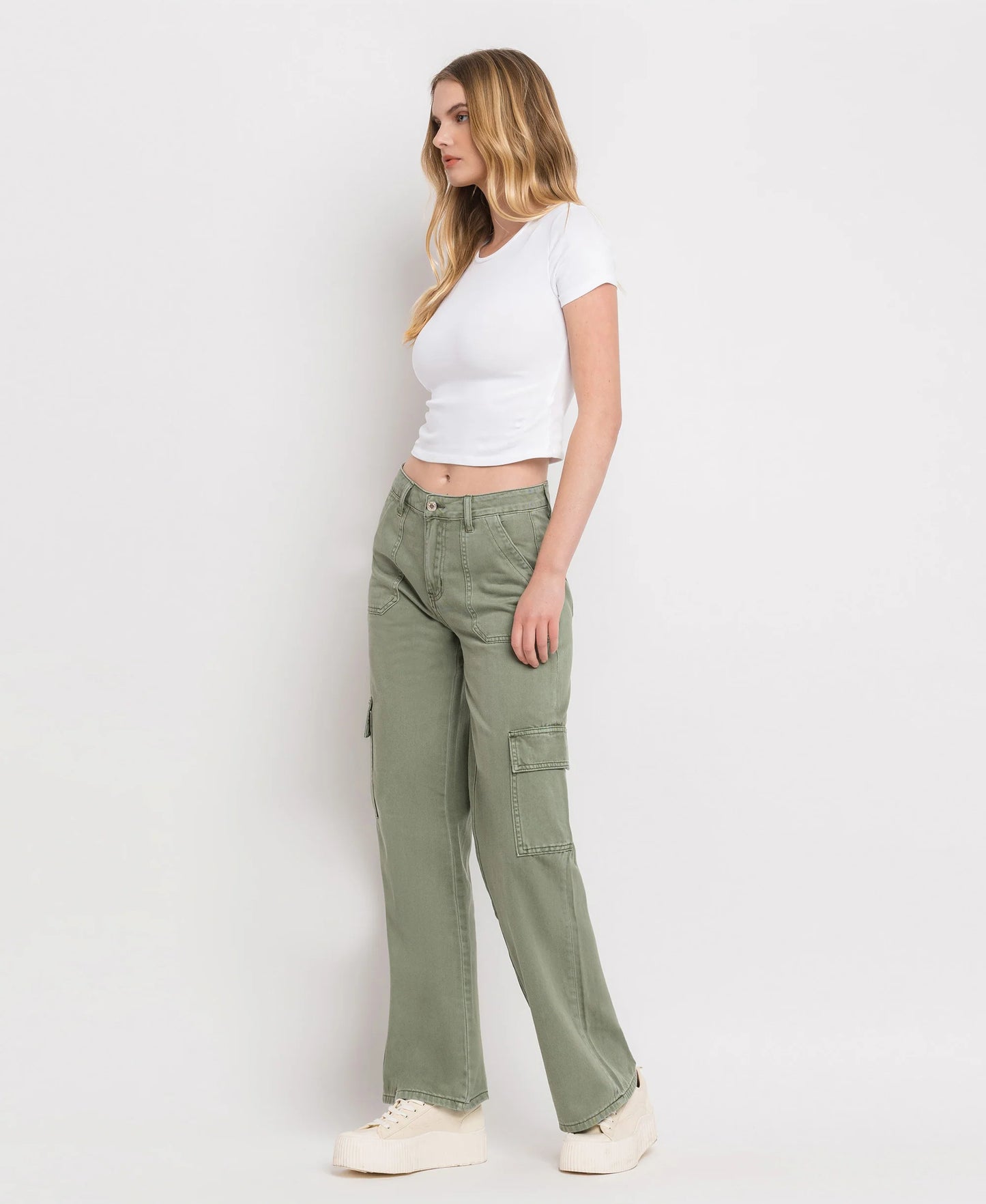 Olive Utility Cargo Wide Leg (Vervet)