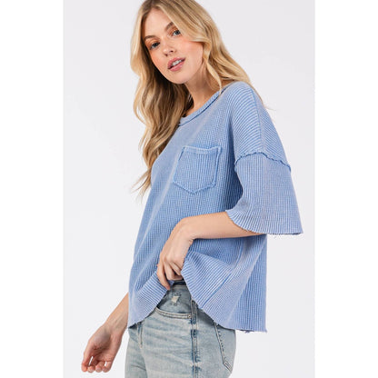 Blue Mineral Wash Pocket Tee