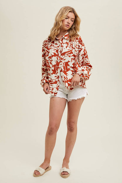 Floral Button-up Blouse