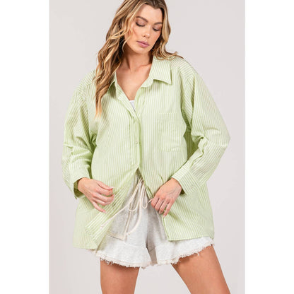 Green Oversized Button-Up(Sage&fig)