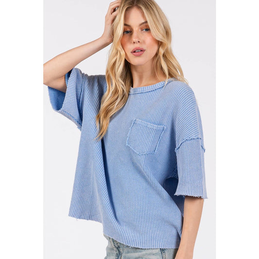 Blue Mineral Wash Pocket Tee
