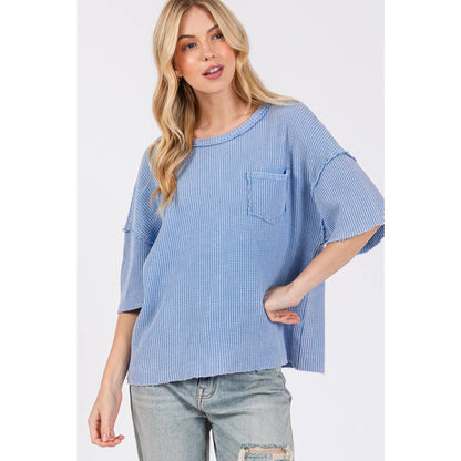 Blue Mineral Wash Pocket Tee