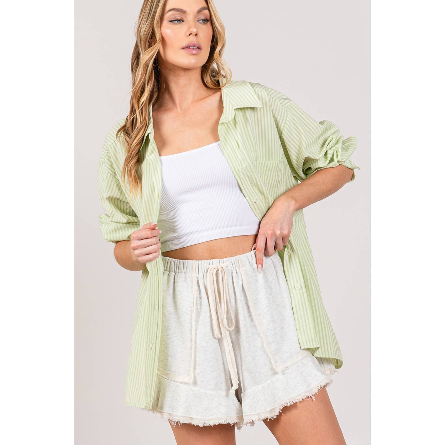 Green Oversized Button-Up(Sage&fig)