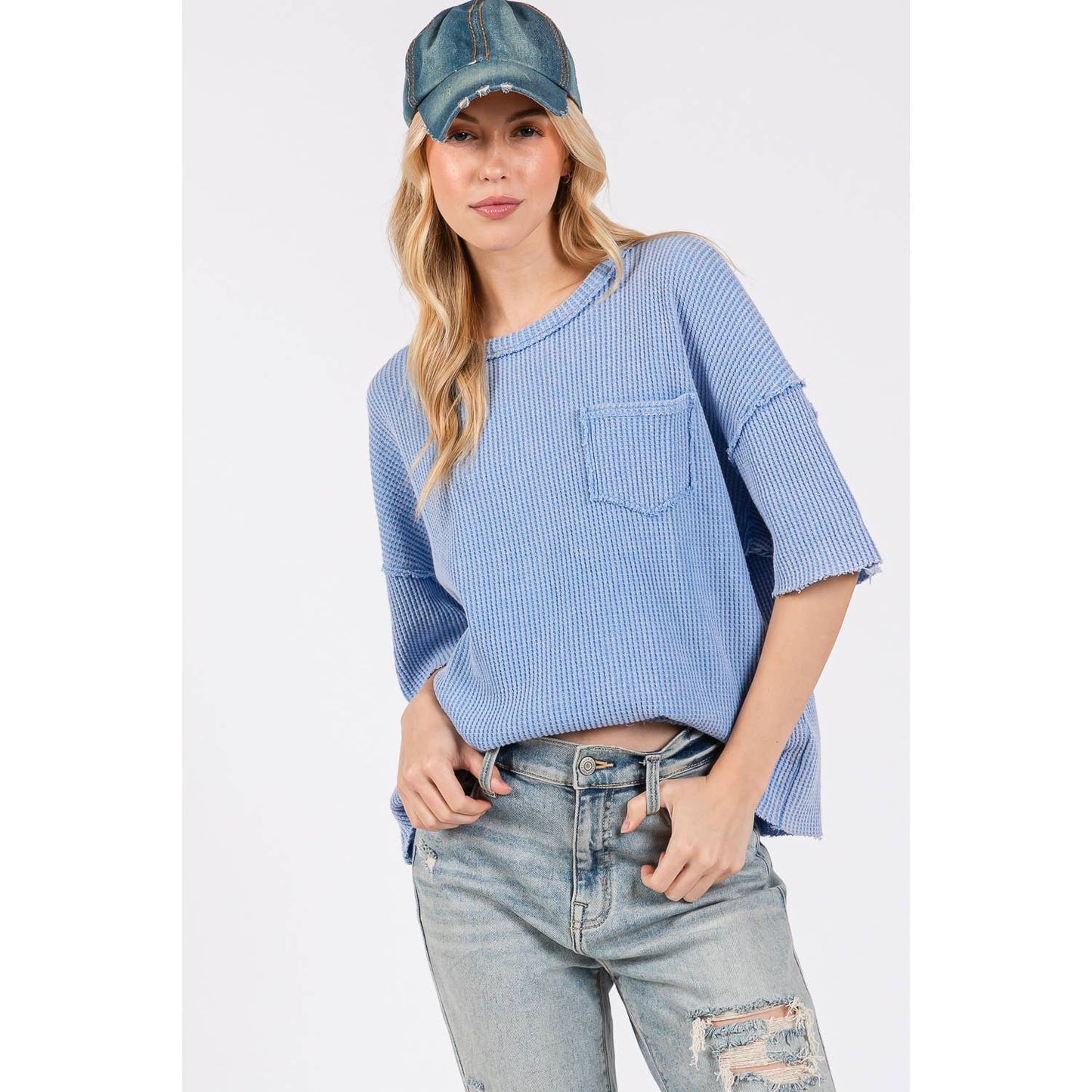 Blue Mineral Wash Pocket Tee