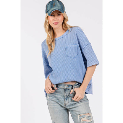 Blue Mineral Wash Pocket Tee