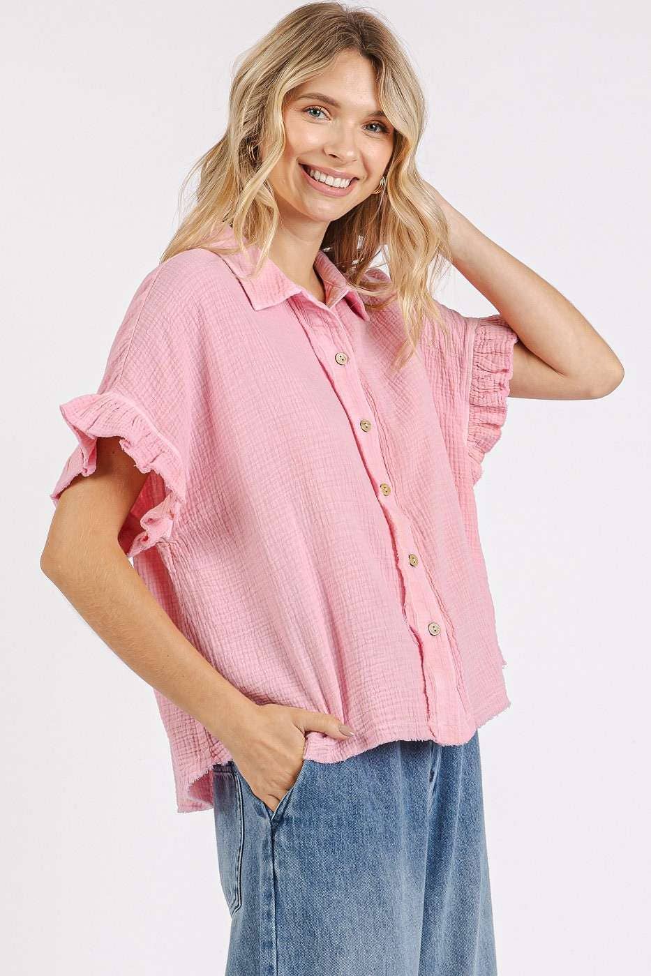 Mineral Wash Ruffle Sleeve (Mittoshop)