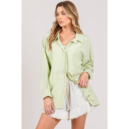 Green Oversized Button-Up(Sage&fig)