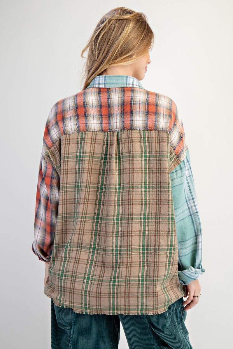 Ivy Sage Combo Plaid Button Down