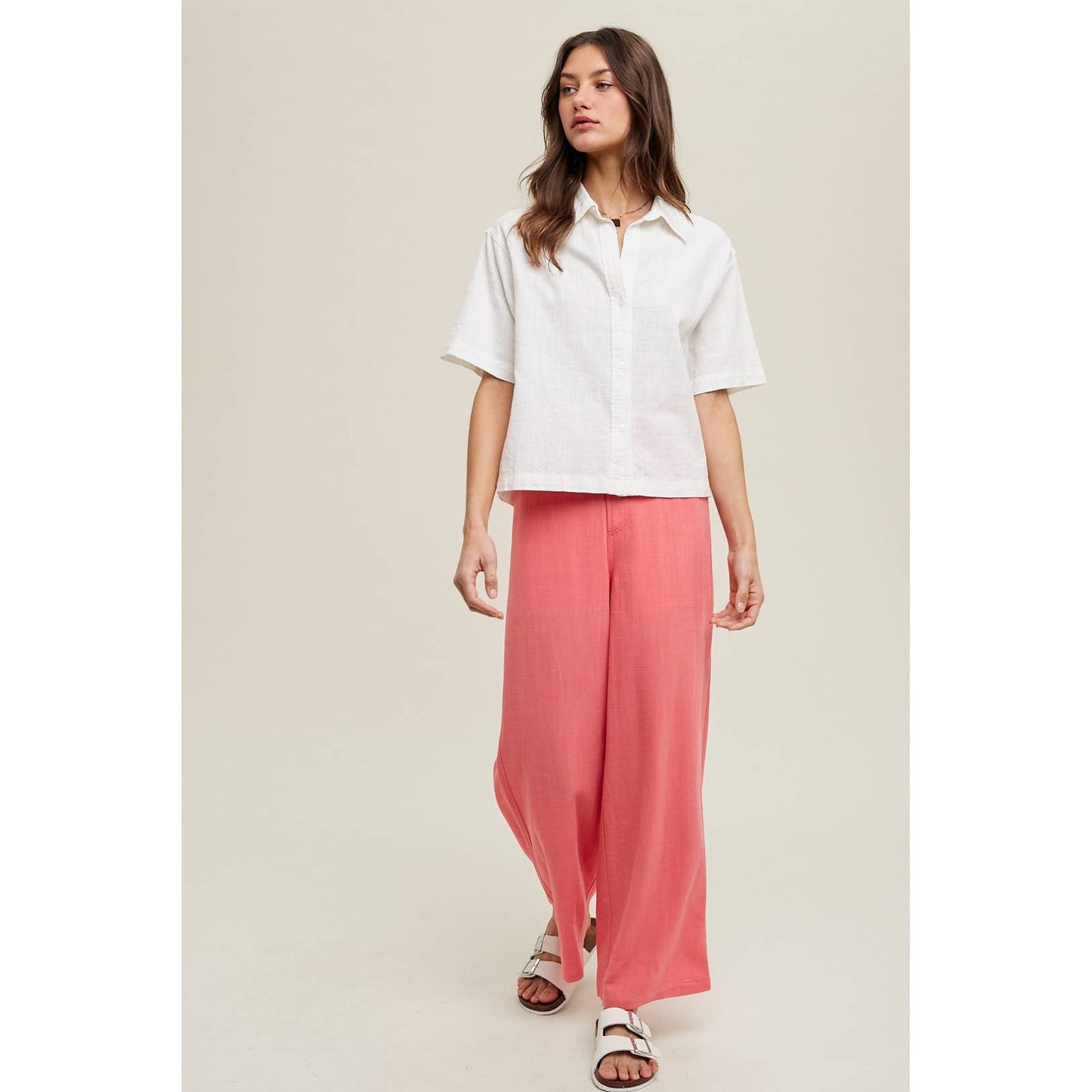 White Boxy Linen Button-up
