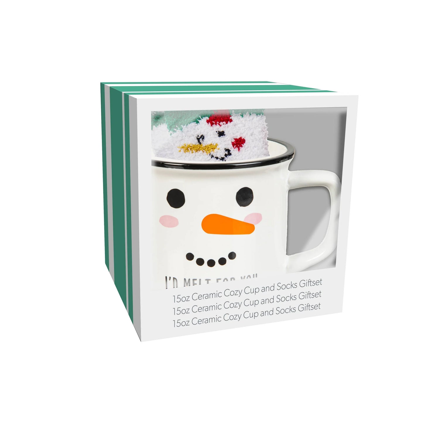 Snowman Ceramic Cozy Cup and Socks Gift Set