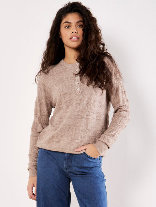 Stone Button Detail Pointelle Sweater