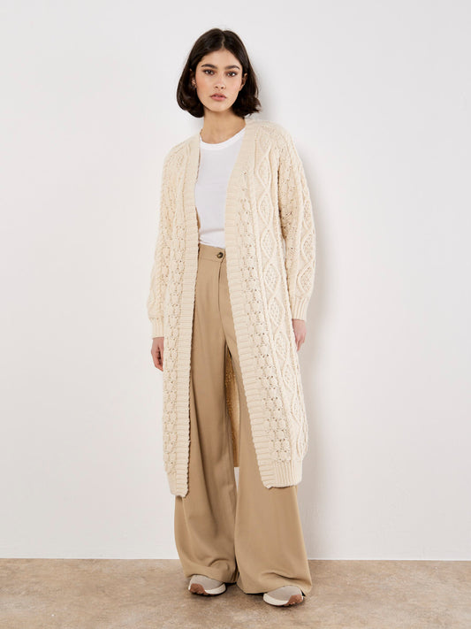 Cream Cable Knit Midi Cardi